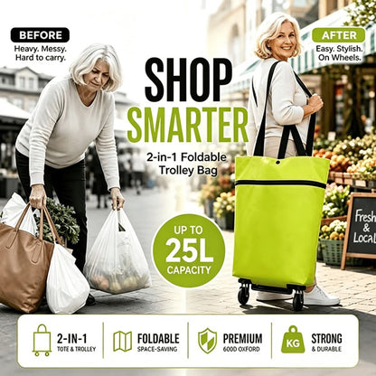 🛒2-in-1 Foldable Shopping Cart