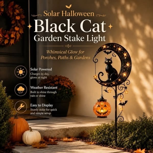 🎃Halloween Early Bird Special Sale 60% OFF🐱Pumpkin Moon Garden Stake Light