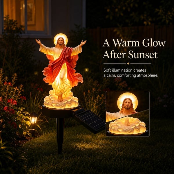 ✝️ Solar-Powered Light-Up Jesus Garden Statue
