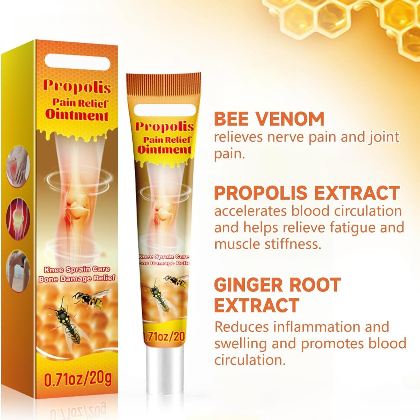 Natural bee venom ointment for joint pain relief