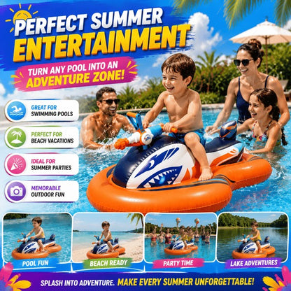 🌊 2-in-1 Shark Inflatable Jet Water Ski🚤 Built-in Water Gun