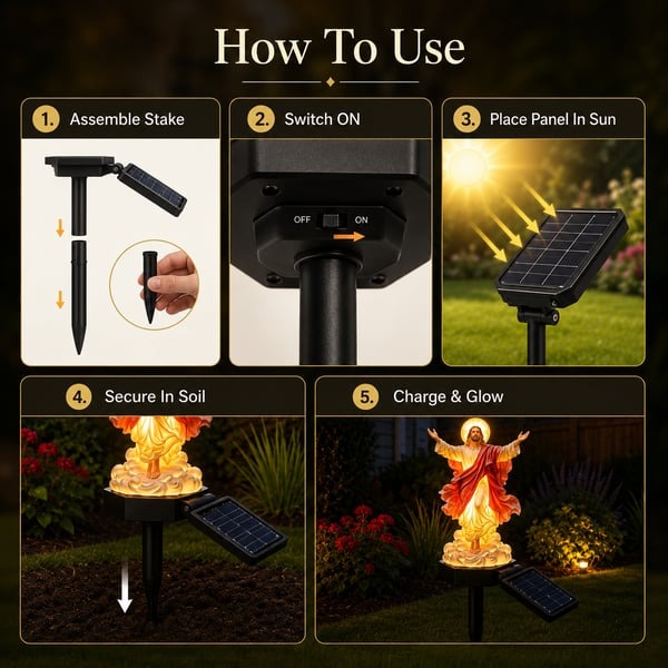 ✝️ Solar-Powered Light-Up Jesus Garden Statue