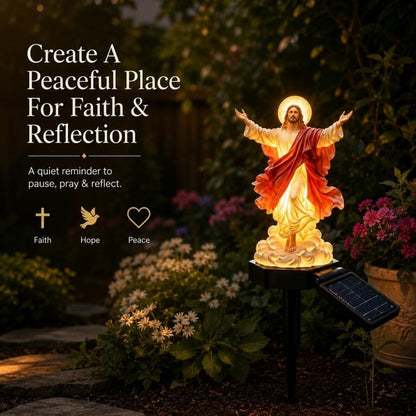 ✝️ Solar-Powered Light-Up Jesus Garden Statue