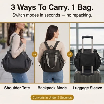 👜3-in-1 Convertible Backpack with 15 Pockets, Multifunctional Organizer for Travel & Daily Commute
