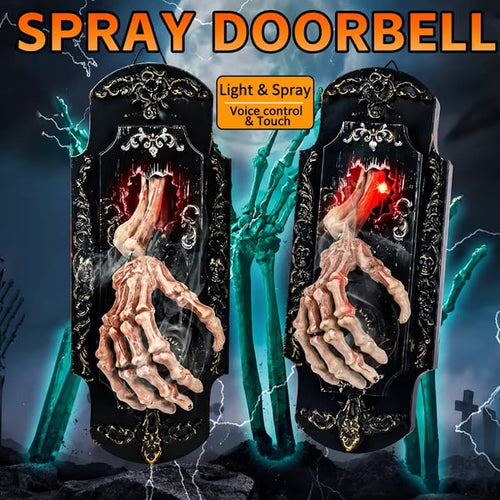 👻 Halloween Skeleton Hand Doorbell — Touch/Motion Activated with Red Light & Scary Sound