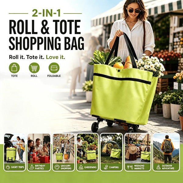 🛒2-in-1 Foldable Shopping Cart