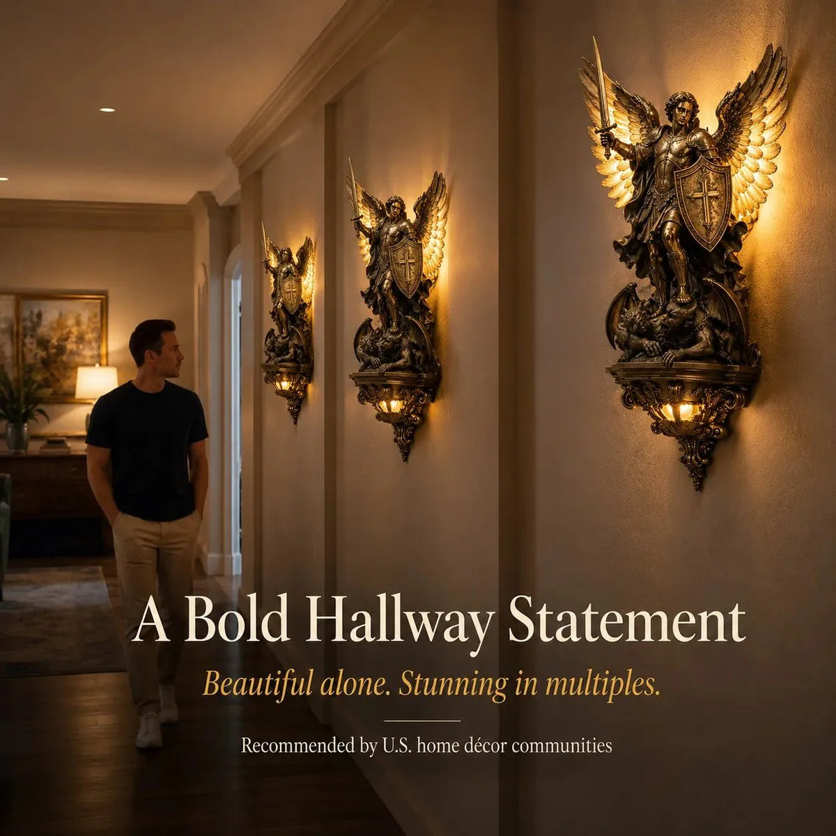 Sacred St. Michael Wall Light – Serene Faith-Inspired Home Decor