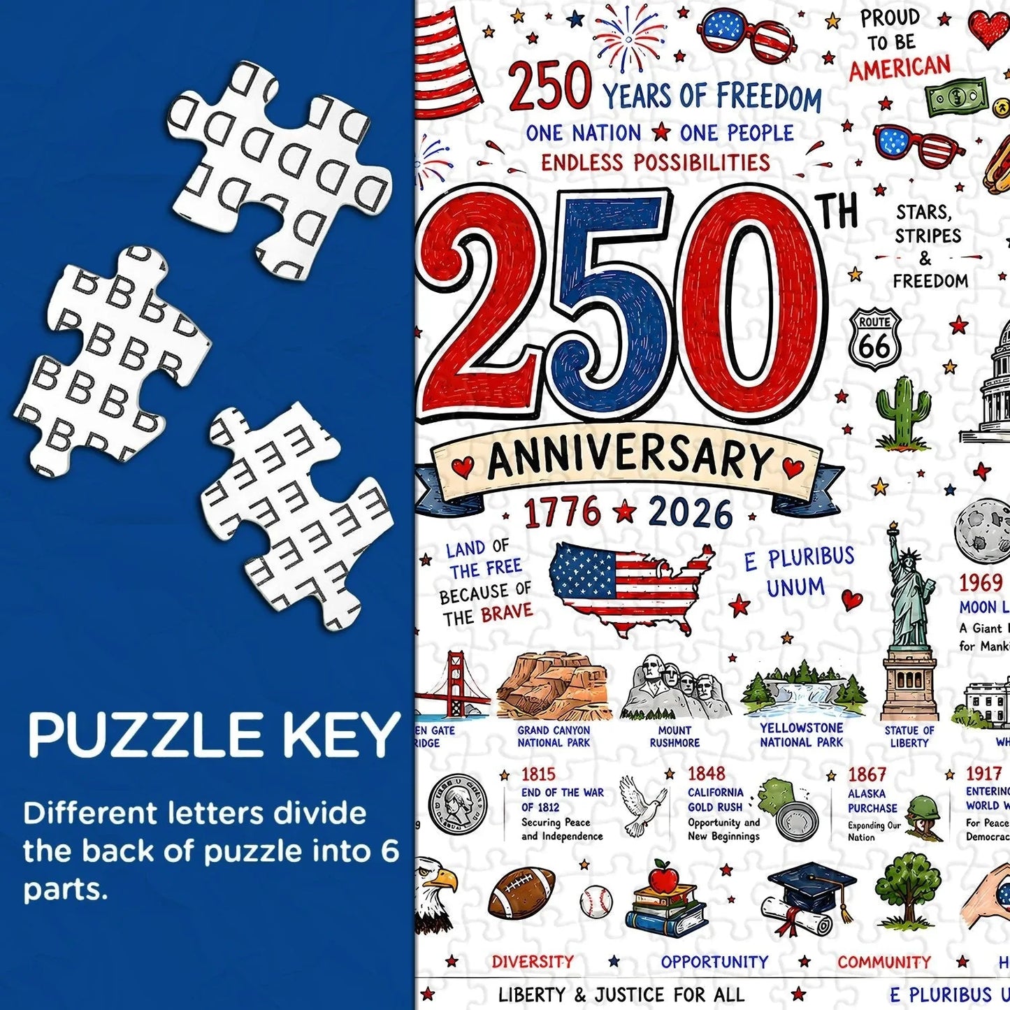 Stunning Patriotic American Flag & Landscape Puzzle (1000 Pieces)
