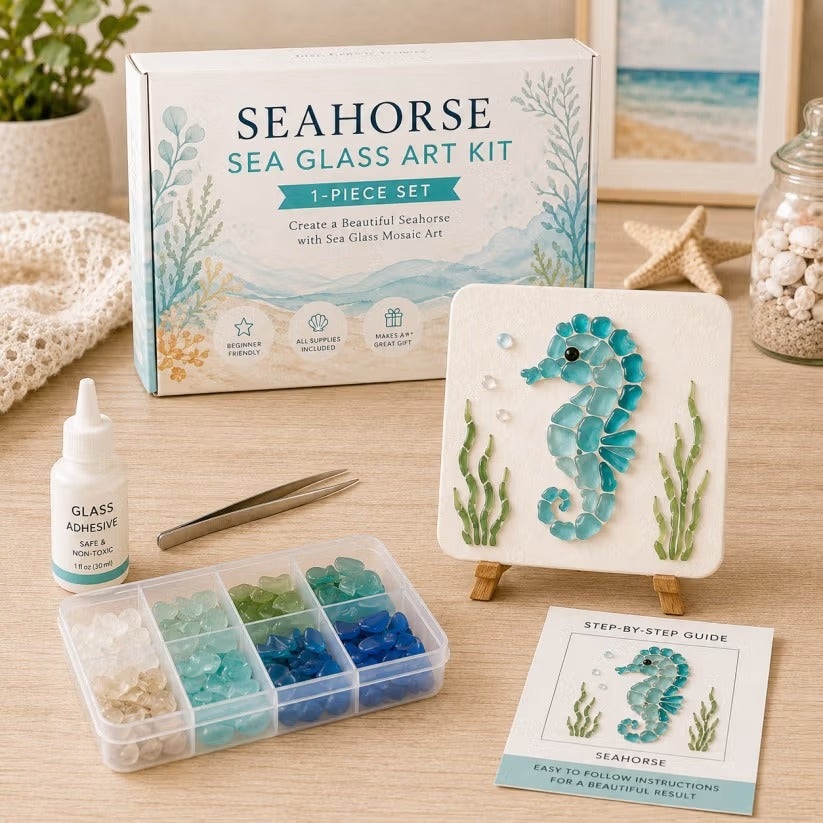 🌊 DIY Sea Glass Mosaic Art Kit – Create Beautiful Ocean-Inspired Artwork with Colorful Glass Pieces