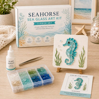🌊 DIY Sea Glass Mosaic Art Kit – Create Beautiful Ocean-Inspired Artwork with Colorful Glass Pieces
