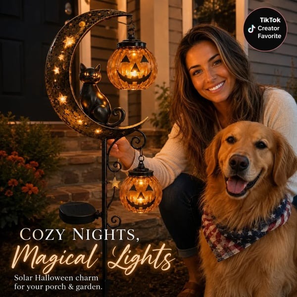 🎃Halloween Early Bird Special Sale 60% OFF🐱Pumpkin Moon Garden Stake Light