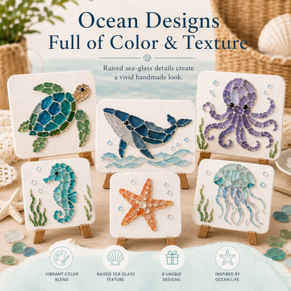 🌊 DIY Sea Glass Mosaic Art Kit – Create Beautiful Ocean-Inspired Artwork with Colorful Glass Pieces