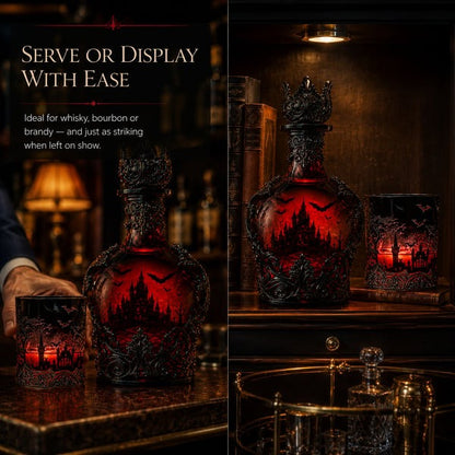 🍺Gothic Vampire Castle Whisky Decanter & Tumbler