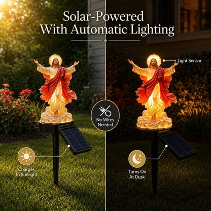 ✝️ Solar-Powered Light-Up Jesus Garden Statue