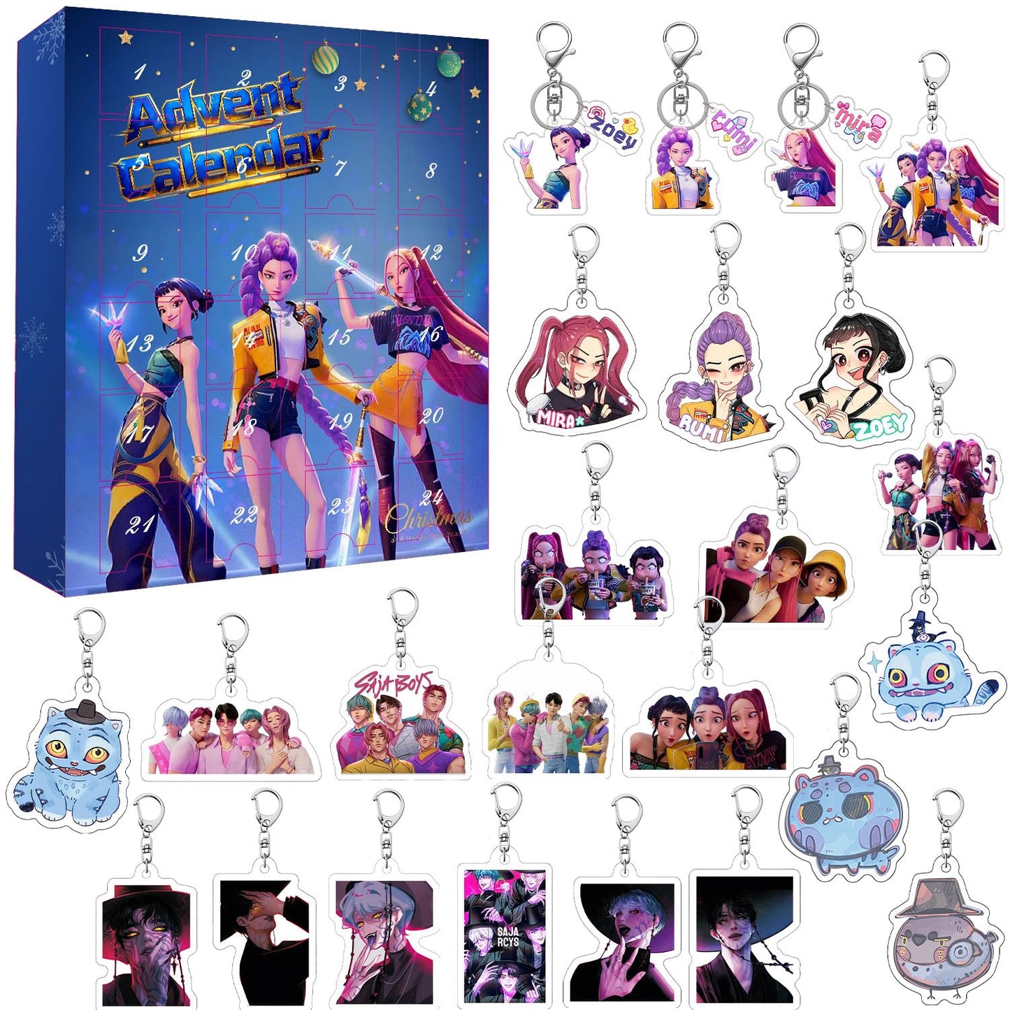 Demon Hunters Advent Countdown Calendar With 24pcs Keychain
