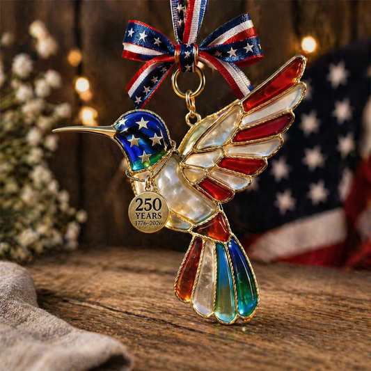 America 250th Anniversary Patriotic Hummingbird Ornament