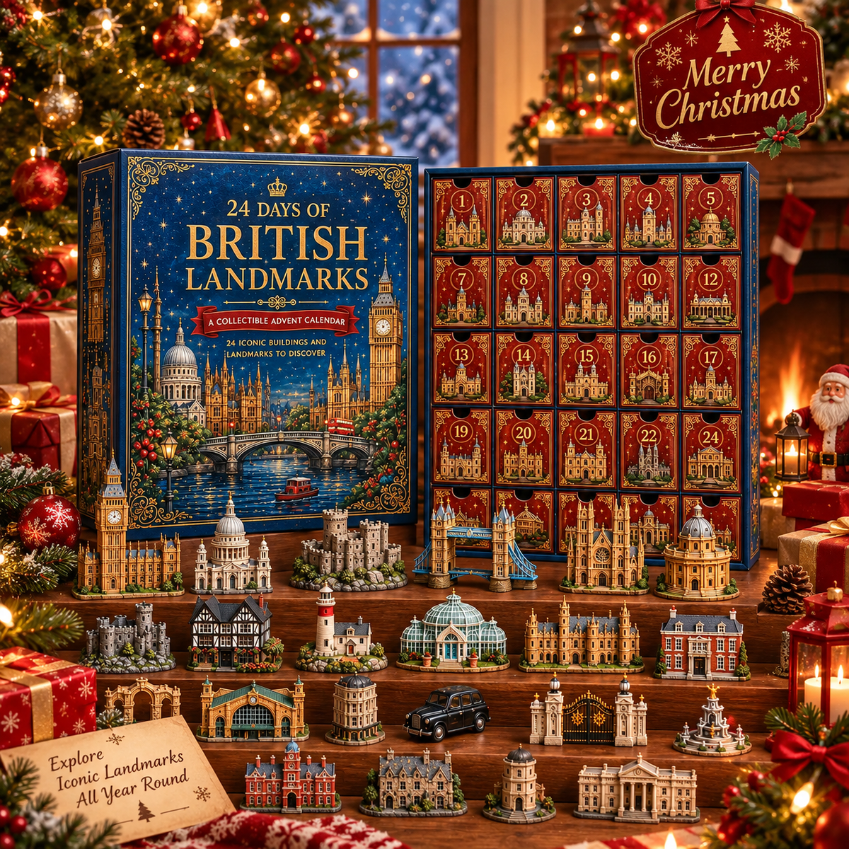 24‑Day Festive Countdown, UK Landmark Themed Collectible Miniatures Blind Box