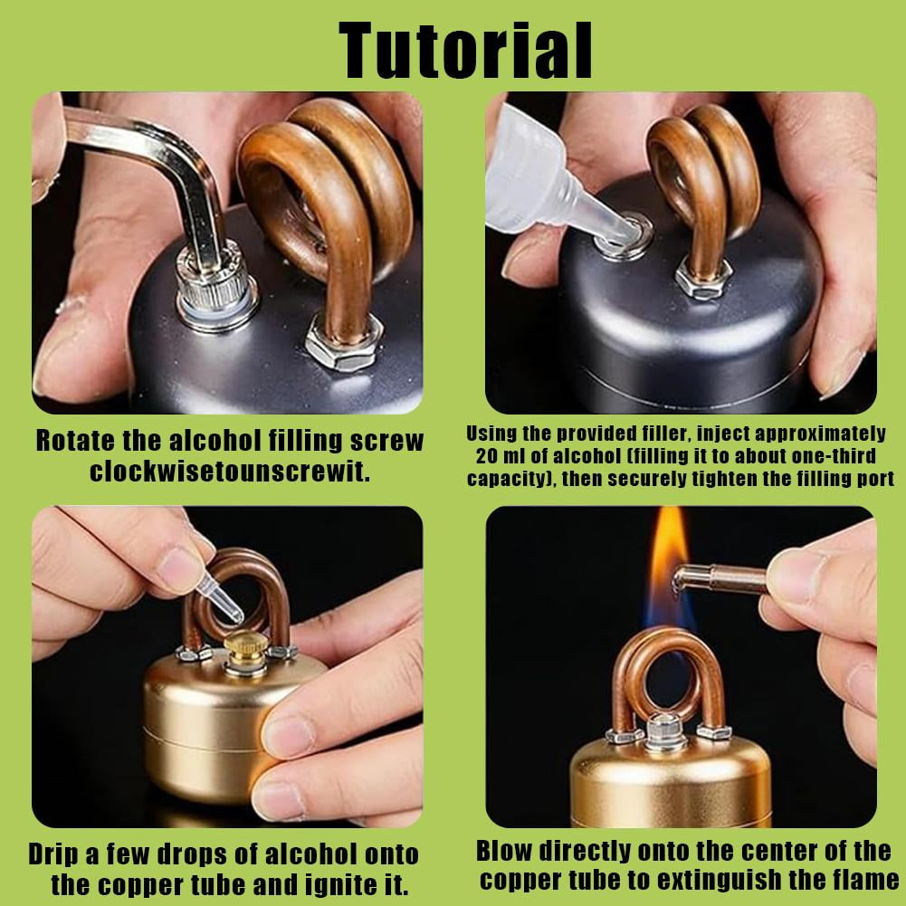 🏕️Self-Pressurized Alcohol Stove – Lightweight Aluminum & Copper Burner for Hiking, Camping & Survival