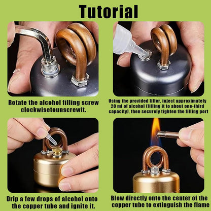 🏕️Self-Pressurized Alcohol Stove – Lightweight Aluminum & Copper Burner for Hiking, Camping & Survival