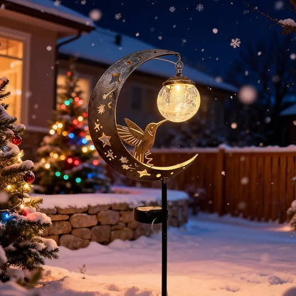 Moon & Hummingbird Solar Garden Light