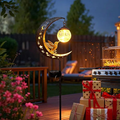 Moon & Hummingbird Solar Garden Light