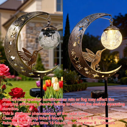 Moon & Hummingbird Solar Garden Light