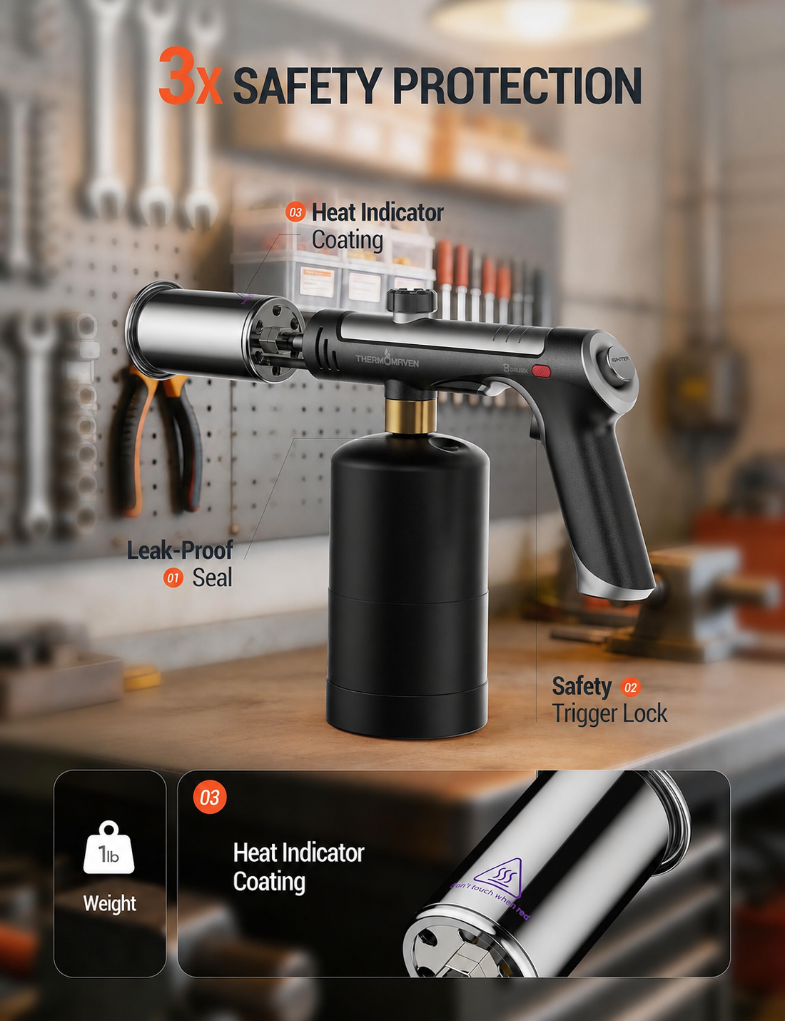 High-Heat Propane Torch – Adjustable Flame Torch for BBQ, Grilling & Charcoal Lighting