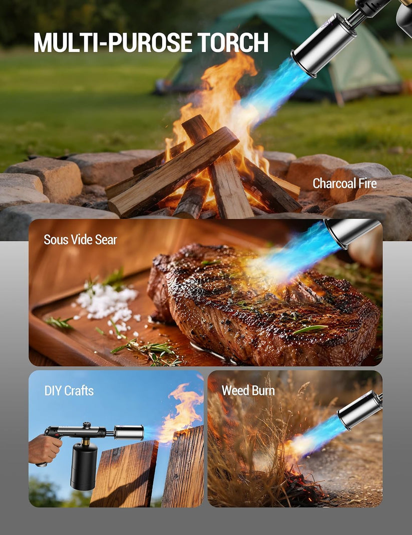 High-Heat Propane Torch – Adjustable Flame Torch for BBQ, Grilling & Charcoal Lighting