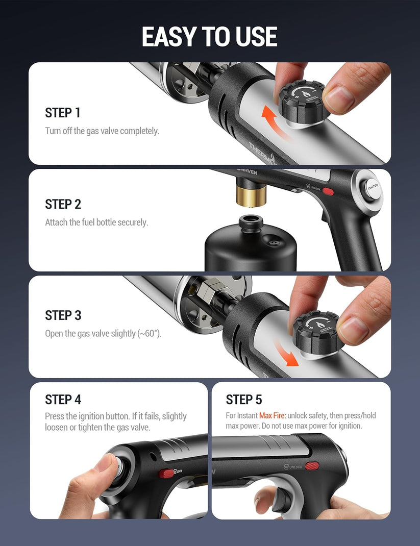 High-Heat Propane Torch – Adjustable Flame Torch for BBQ, Grilling & Charcoal Lighting