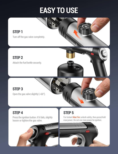 High-Heat Propane Torch – Adjustable Flame Torch for BBQ, Grilling & Charcoal Lighting