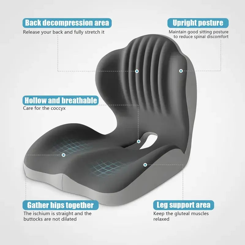 Memory Foam Ergonomic Seat Cushion for Back Pain Relief