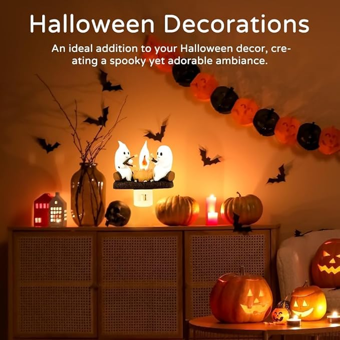 Halloween Ghost Campfire Flickering Night Light 