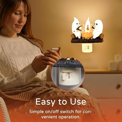 Halloween Ghost Campfire Flickering Night Light 