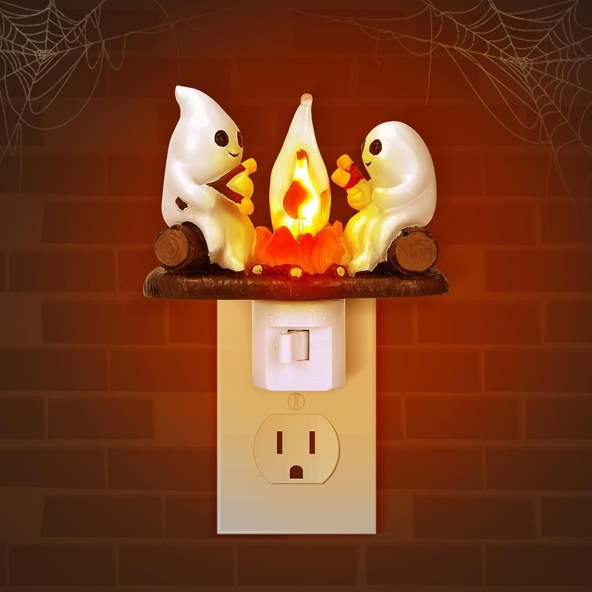Halloween Ghost Campfire Flickering Night Light 