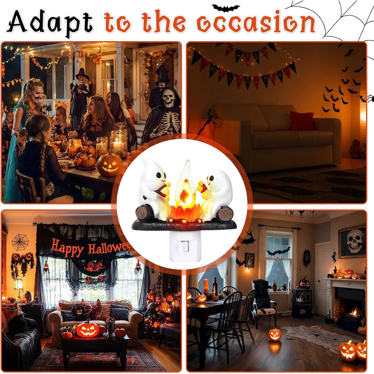 Halloween Ghost Campfire Flickering Night Light 