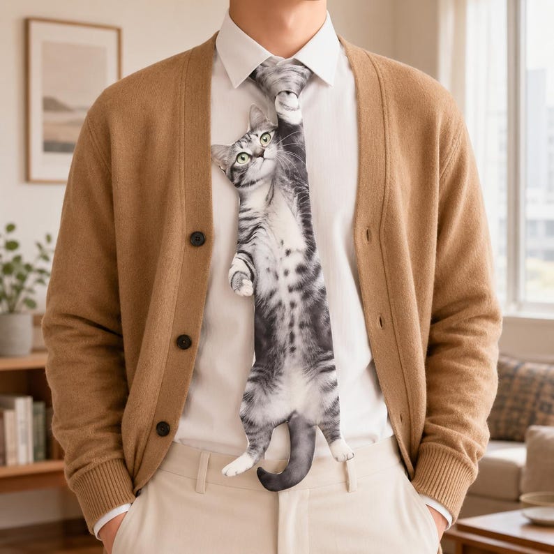 3D Cat-shaped Men's Tie