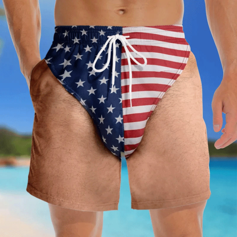 Custom Funny Patriotic Men Swim Trunks