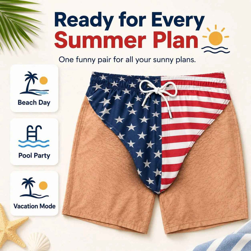 Custom Funny Patriotic Men Swim Trunks