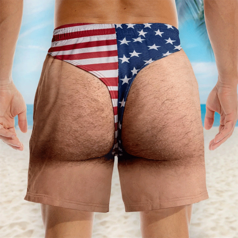 Custom Funny Patriotic Men Swim Trunks