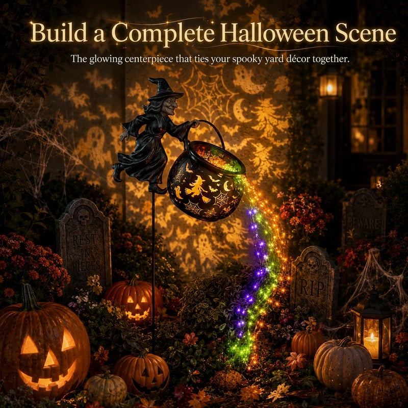 🎃Last Day 49% OFF Halloween Witch Cauldron Garden Light