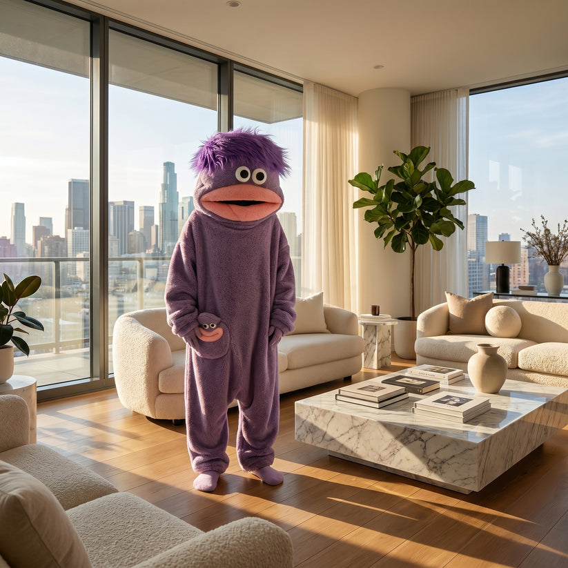Silly Funny Frog Onesie Oversized Plush Fleece Hooded Pajamas