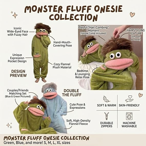 Silly Funny Frog Onesie Oversized Plush Fleece Hooded Pajamas