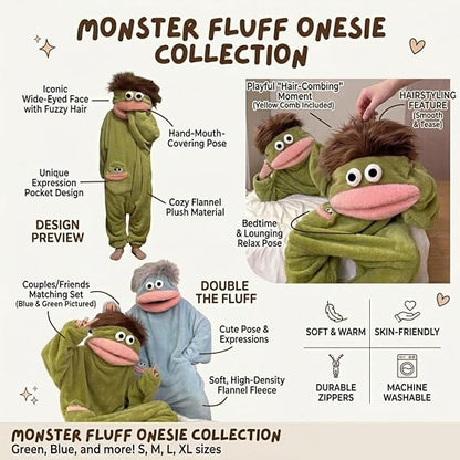Silly Funny Frog Onesie Oversized Plush Fleece Hooded Pajamas