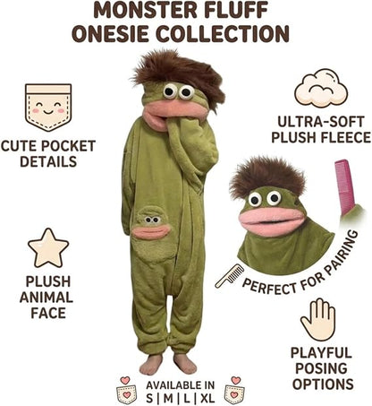 Silly Funny Frog Onesie Oversized Plush Fleece Hooded Pajamas