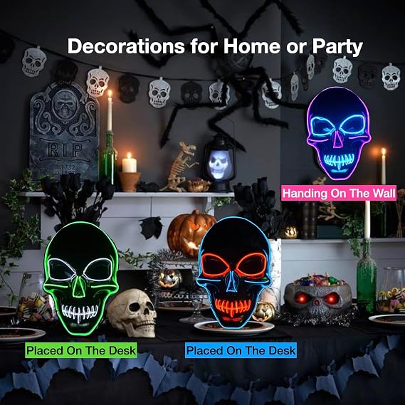 Halloween Cold Light Line Skull Luminous Mask 