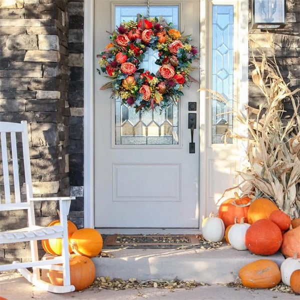 💖Last Day 49% OFF💖Fall Peony And Pumpkin Wreath - Year Round Wreath--🔥BUY 2 FREE SHIPPING