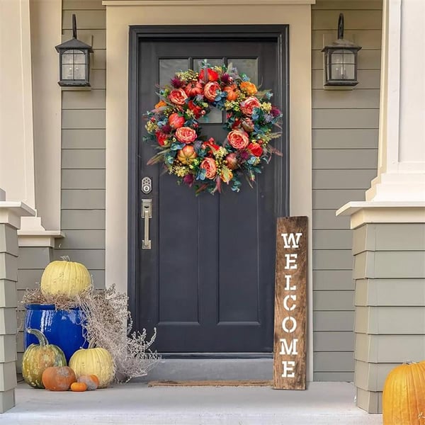 💖Last Day 49% OFF💖Fall Peony And Pumpkin Wreath - Year Round Wreath--🔥BUY 2 FREE SHIPPING