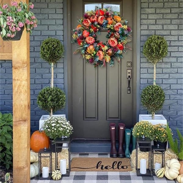 💖Last Day 49% OFF💖Fall Peony And Pumpkin Wreath - Year Round Wreath--🔥BUY 2 FREE SHIPPING