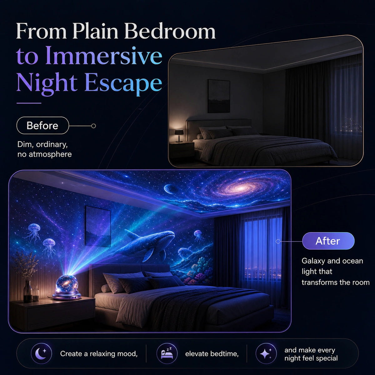 🔮Halloween Starry Ocean Night Light Projector