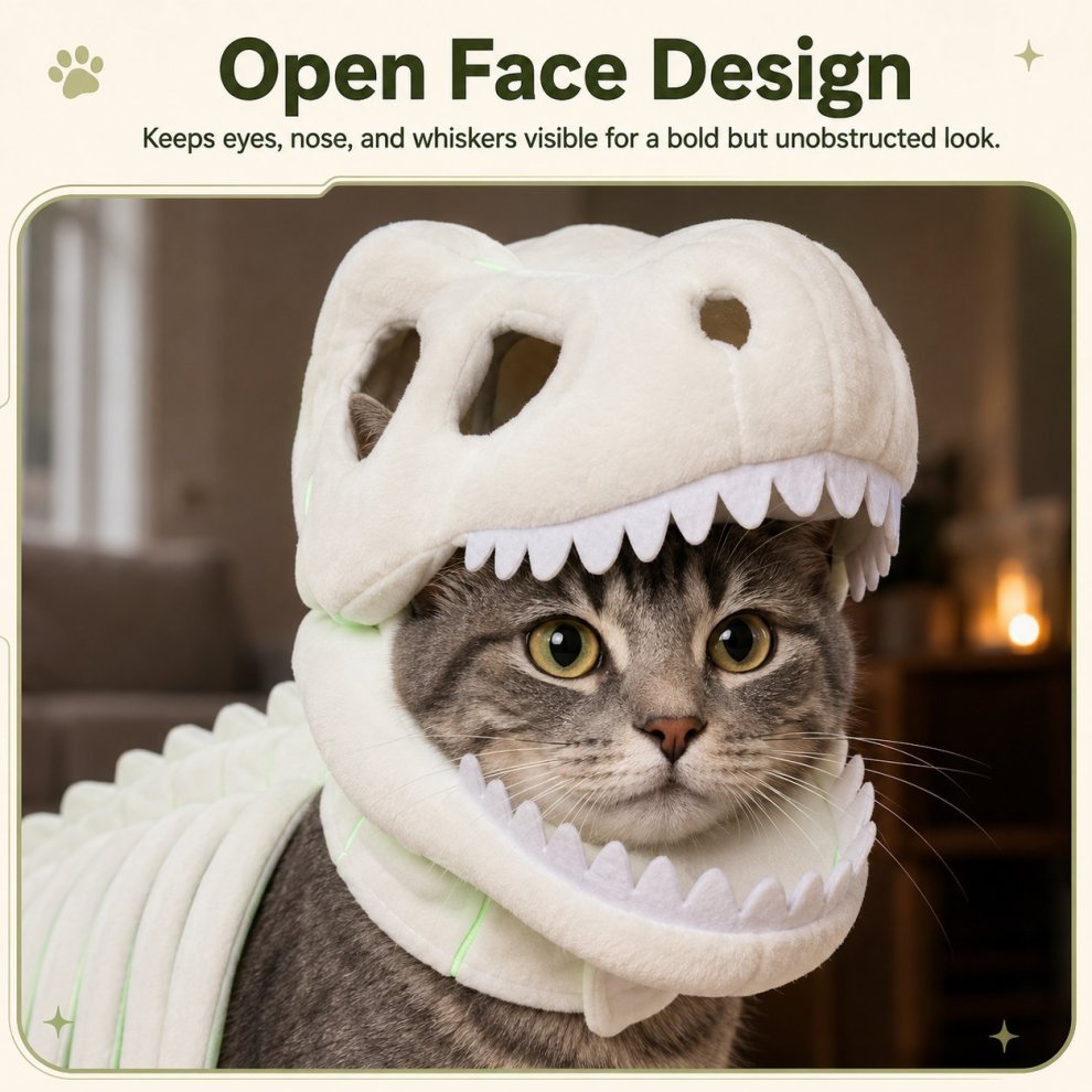 Glow-in-the-Dark Dinosaur Skeleton Pet Costume 🦖💚